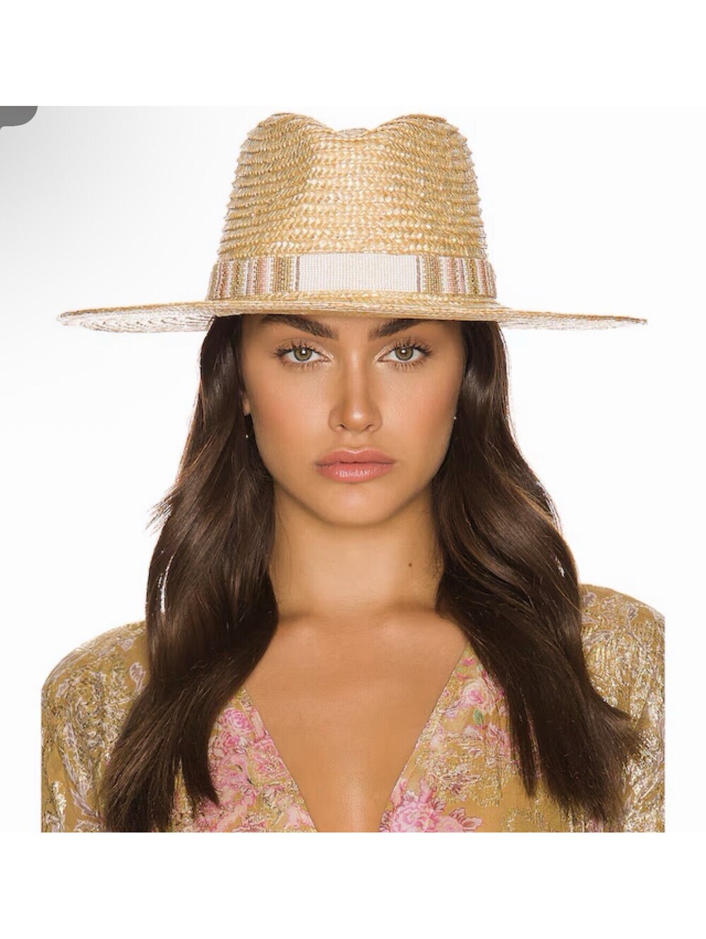 Nikki Beach Tulum Wheat Straw Hat Beaded Decorative Ribbon Revolve $200